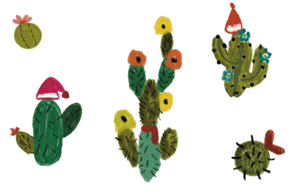 Cactus in Christmas Day: Festive Illustrations for Modern Blogs