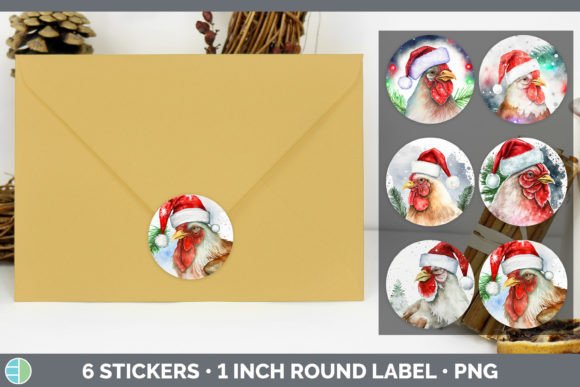 Chicken Christmas Stickers Sticker 1in for Crafting and Etsy Products