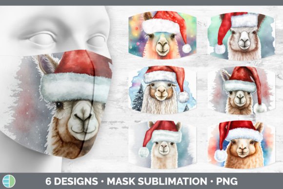 Christmas Alpaca Mask Sublimation Bund Illustrations