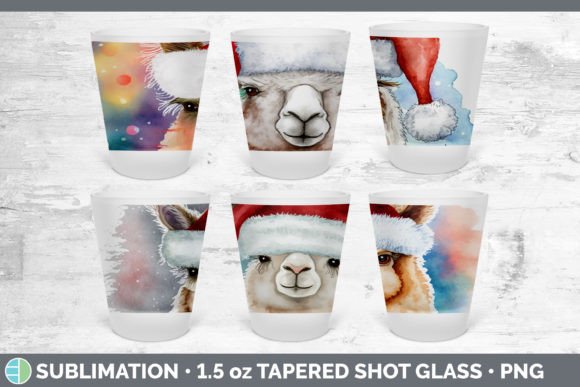 Christmas Alpaca Shot Glass Sublimation Illustrations