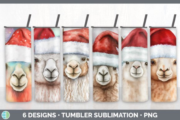 Christmas Alpaca Tumbler Sublimation Bun Illustrations