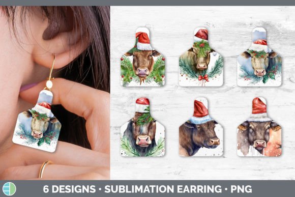 Christmas Bull Cow Tag Earring Sublima Illustrations for Local Branding