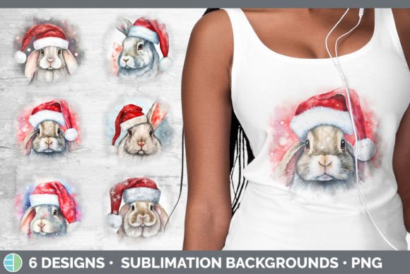 Christmas Bunny Background Grunge Subl Illustrations