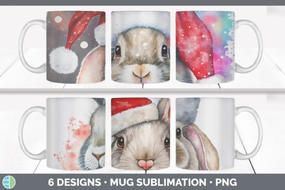 Christmas Bunny Mug Sublimation Coffee Illustrations
