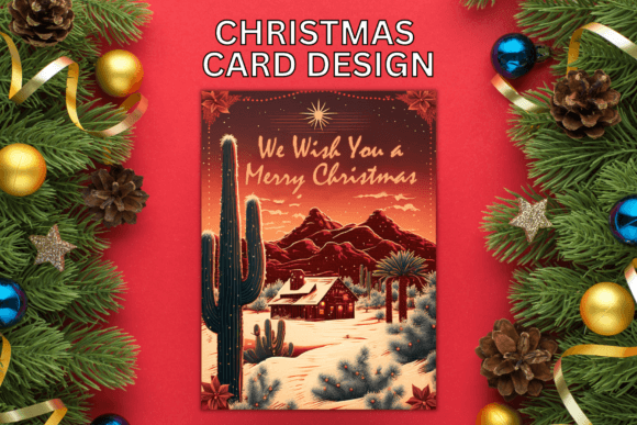 Christmas Card Southwest Desert Design Illustrations