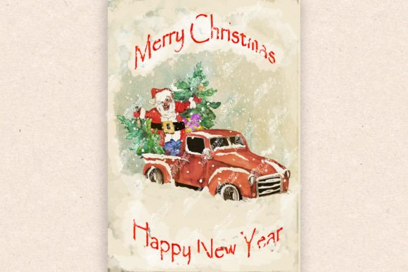 Christmas Card with Funny Santa for Modern Illustrations