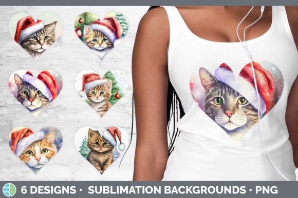 Christmas Cat Hearts Clipart Sublimati for Festive Illustrations
