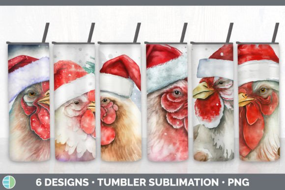 Christmas Chicken Tumbler Sublimation Bu Illustrations