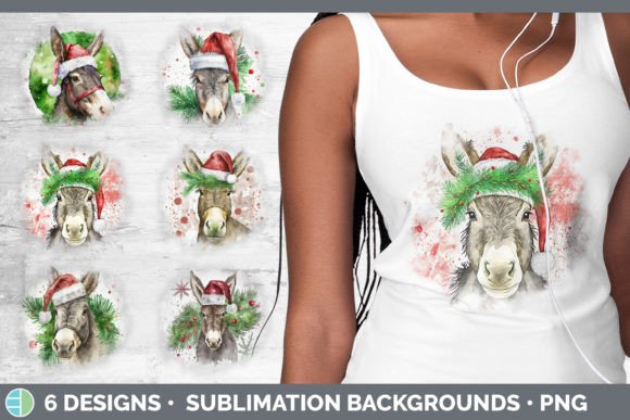 Christmas Donkey Background Grunge Sub Illustrations
