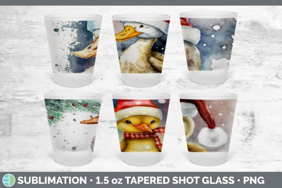 Christmas Duck Shot Glass Sublimation Illustrations