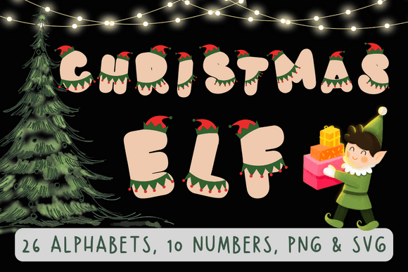 Christmas Elf Alphabet Letters Illustrations for Festive Design