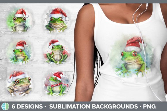 Christmas Frog Background Grunge Subli Illustrations