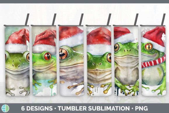 Christmas Frog Tumbler Sublimation Bundl Illustrations