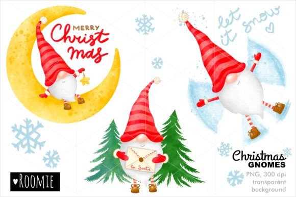 Christmas Gnomes PNG Watercolor Clipart Review