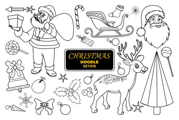 Christmas Hand Drawn Doodle Set-16 for Local Branding