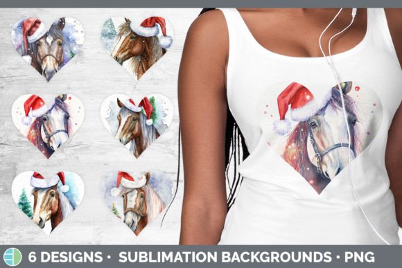 Christmas Horse Hearts Clipart Sublima for Crafting and Handmade Business