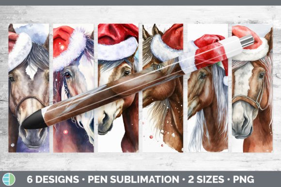 Christmas Horse Pen Wraps Epoxy Sublim Illustrations
