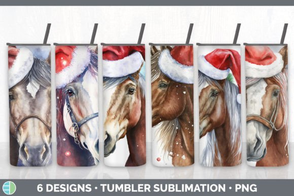 Christmas Horse Tumbler Sublimation Bund Illustrations