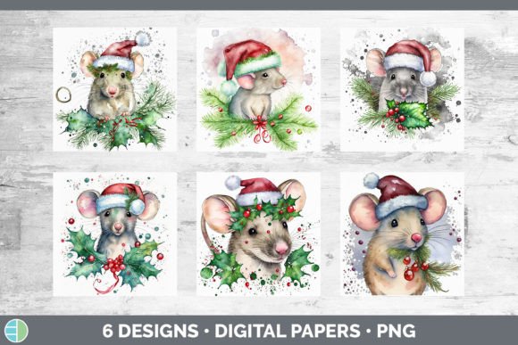 Christmas Mouse Backgrounds Digital Sc for Branding and Packaging