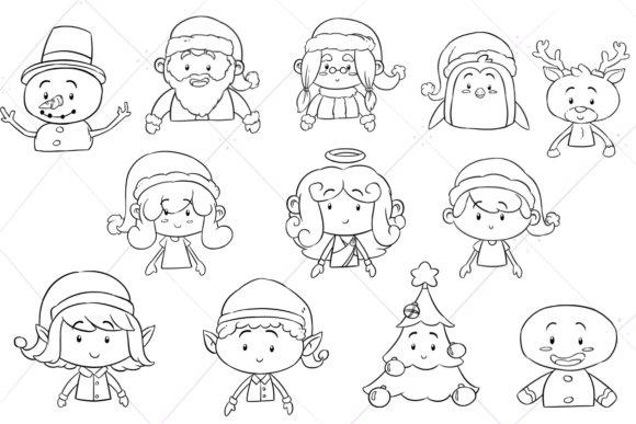 Christmas Page Toppers Digital Stamps for Illustrations