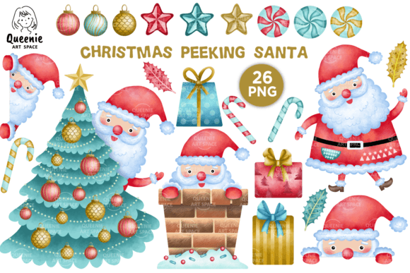 Christmas Peeking Santa Claus Illustration Review