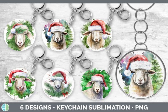 Christmas Sheep Keychain Bundle Illustrations