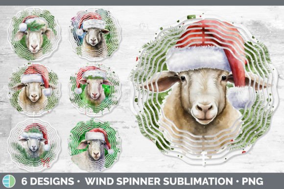 Christmas Sheep Wind Spinner Sublimati Illustrations