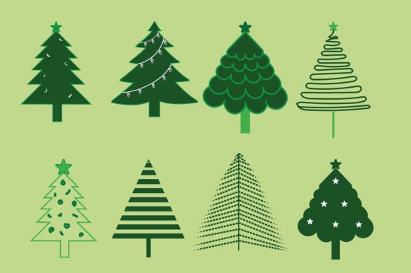 Colorful Merry Christmas Tree Bundle: Vibrant Illustrations for Local Brands