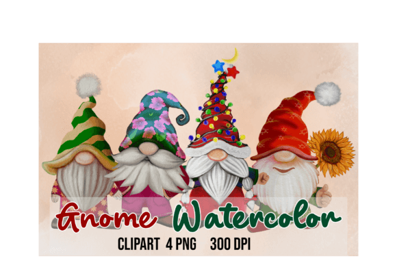 Gnome Christmas Watercolor PNG for Handmade Projects