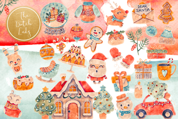 Holly Jolly Christmas Clipart Set for Illustrations