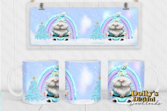 Turquoise Christmas Gnome Mug Wrap for Illustrations